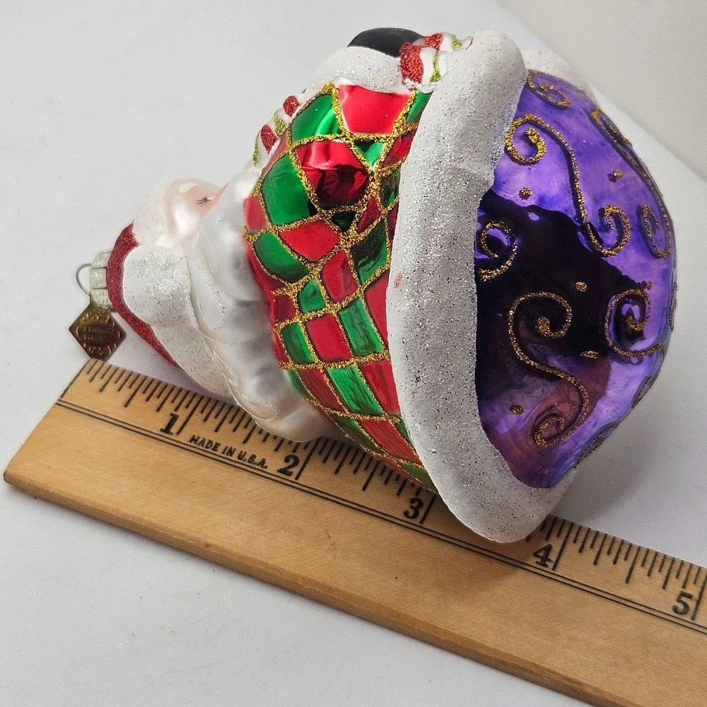 Christopher Radko Sparkle Bright Santa Glass Christmas Ornament Candy Purplle